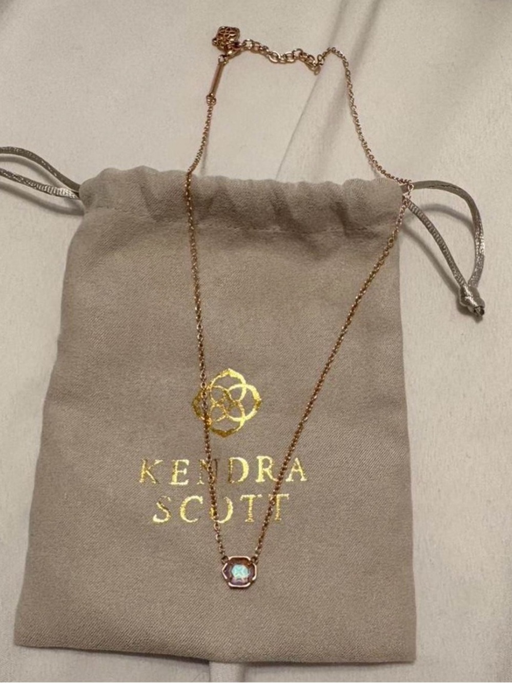 Kendra Scott Rose Gold Necklace with Iridescent Opal Stone